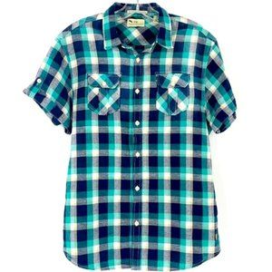 Scotch & Soda Black & Blue Plaid Button Down
